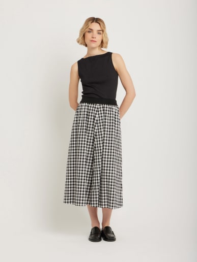 jupe noire en coton motif vichy 