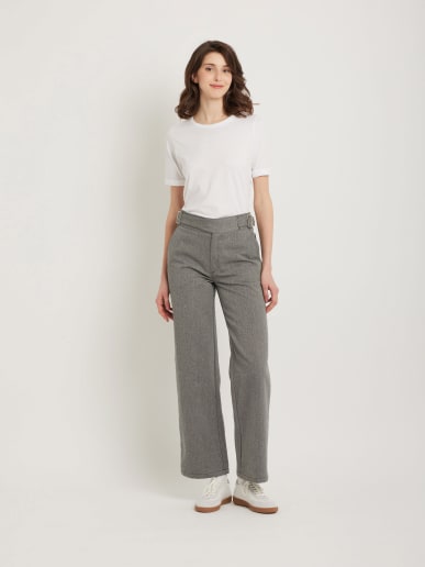 pantalon en coton gris chin&eacute;