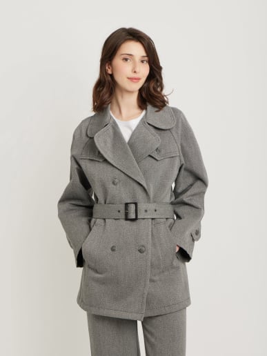 veste en coton gris chin&eacute;