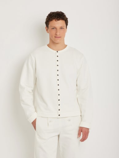 white New Bronze cotton fleece cardigan