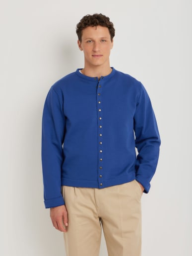 blue New Bronze cotton fleece cardigan