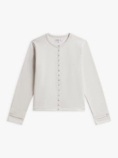 light grey cotton fleece Rosana snap cardigan