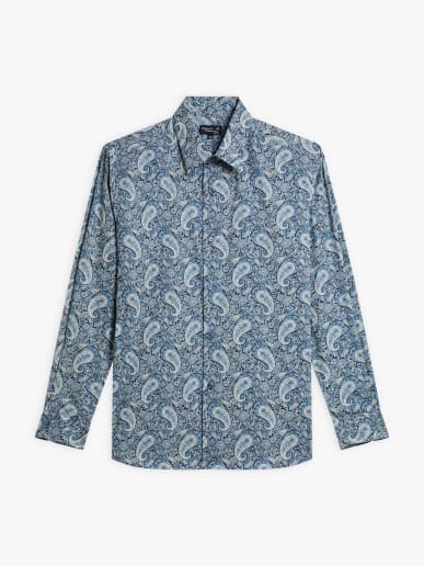 chemise Andy en coton imprim&eacute; bleu