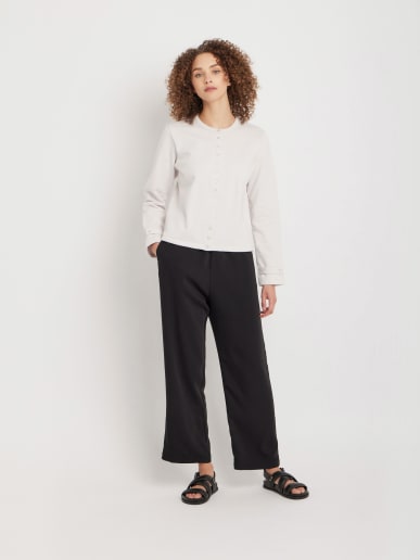 light grey cotton fleece Rosana snap cardigan