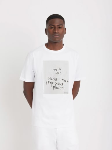 white Le Mixte unisex cotton jersey t-shirt artist Jim Joe