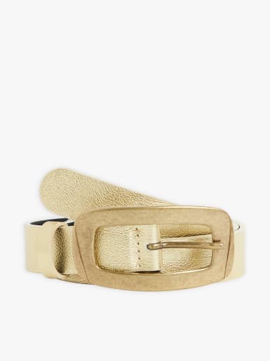 gold color Clothilde belt in cowhide leather