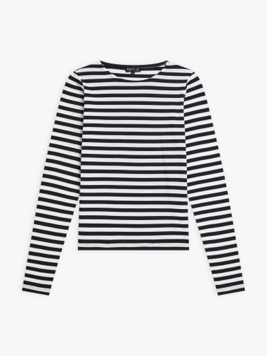 t-shirt Knoxy en coton &agrave; rayures noir et blanc