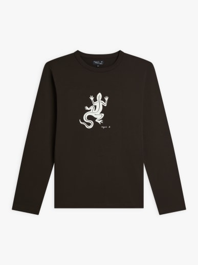 t-shirt New Coulos en jersey de coton s&eacute;rigraphi&eacute; marron