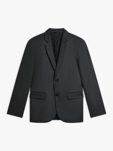 veste Domino en gabardine de laine gris chin&eacute;