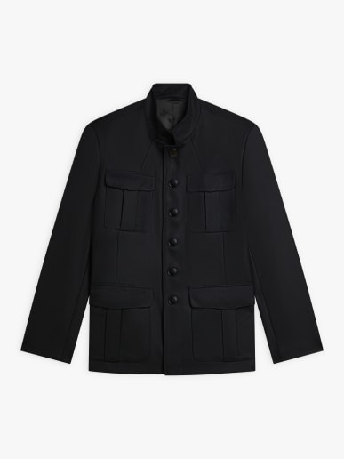 black wool gabardine jacket