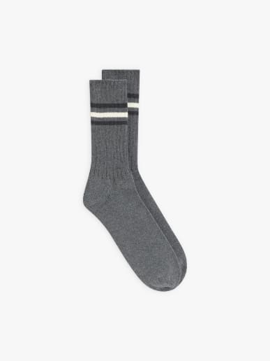 chaussettes Elyes en coton &agrave; rayures gris chin&eacute;
