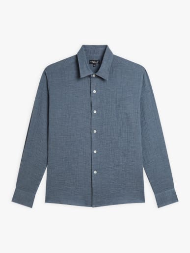 chemise Andy en coton bleu chin&eacute;