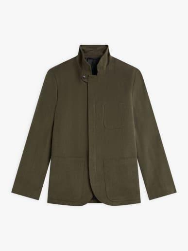 veste Zipp&eacute;e en serg&eacute; de coton vert-de-gris