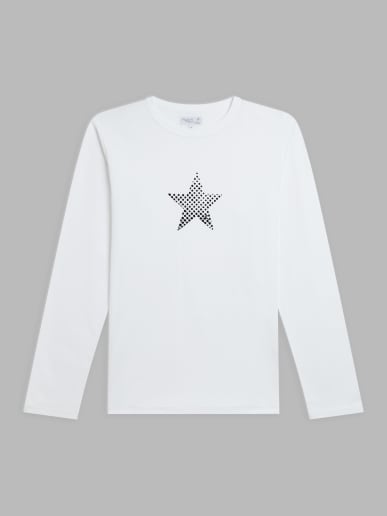 t-shirt New Coulos en coton s&eacute;rigraphi&eacute; "&eacute;toile" blanc