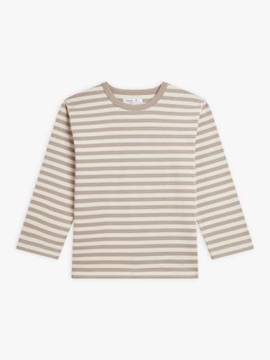 t-shirt Lil Cool en jersey de coton &agrave; rayures beige et &eacute;cru