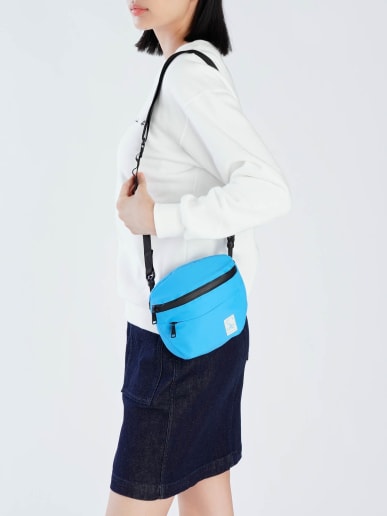 blue nylon shoulder bag
