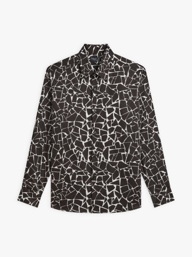 chemise Andy en popeline de coton noir et banc