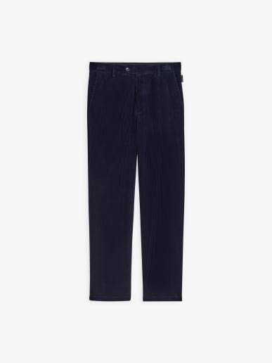 pantalon bleu en coton velours c&ocirc;tel&eacute; 