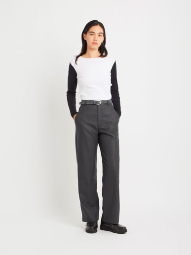mottled grey wool gabardine trousers