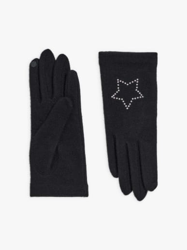 gants Cindy avec &eacute;toile en laine noir