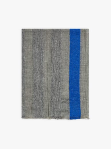 &eacute;charpe Brieuc en laine &agrave; rayures gris et bleu 