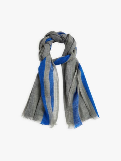 &eacute;charpe Brieuc en laine &agrave; rayures gris et bleu 