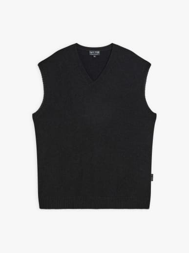 pull sans manches en alpaga noir