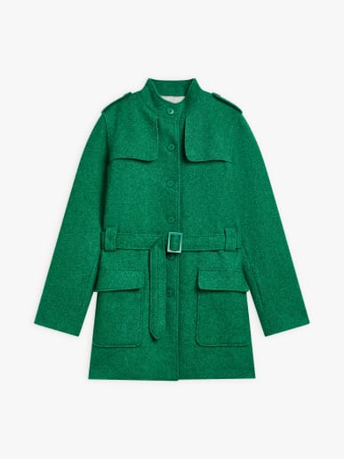 green wool trench coat