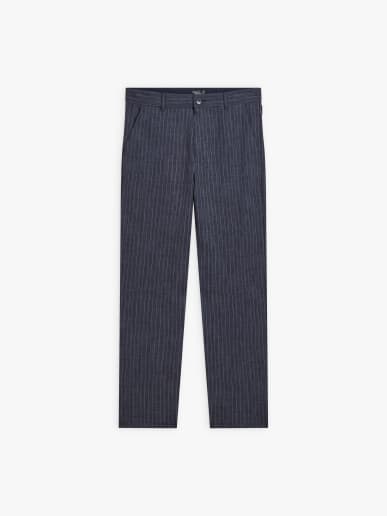 pantalon Barbi en viscose &agrave; rayures bleu