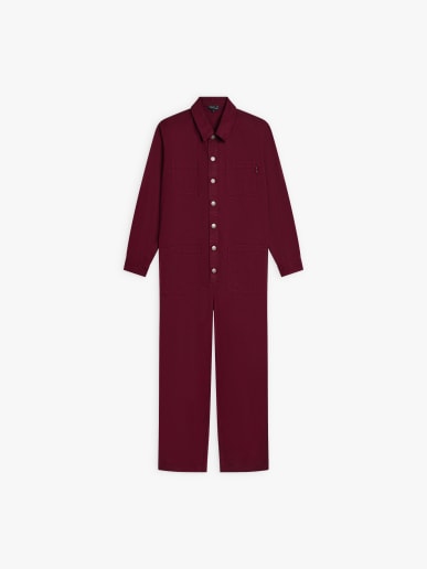combinaison en gabardine de coton bordeaux