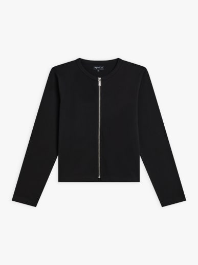 black cotton Zip cardigan
