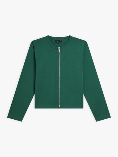green cotton Zip cardigan