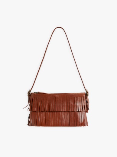 brown leather Carmen clutch