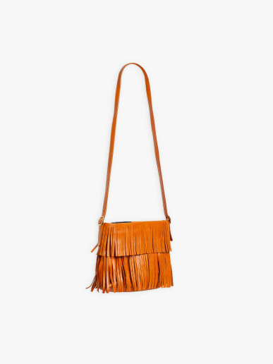 brown Carmen leather tote bag with fringes