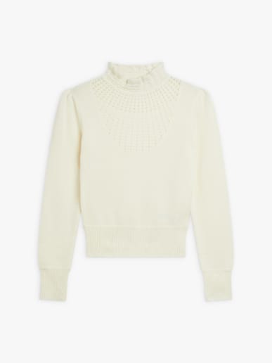 off-white wool Plastron jumper