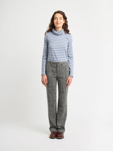 t-shirt Transformable en coton &agrave; rayures bleu et gris