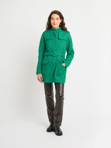 green wool trench coat