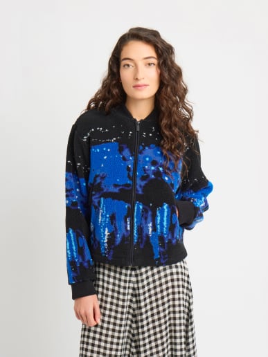 faux fur jacket "Lumi&egrave;res la nuit" photo by agn&egrave;s b.