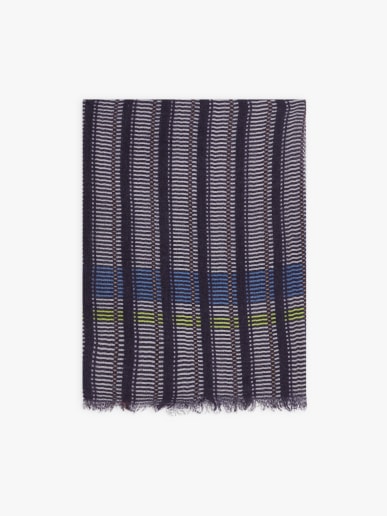 &eacute;charpe Imran ray&eacute; en laine d&eacute;grad&eacute; de bleu