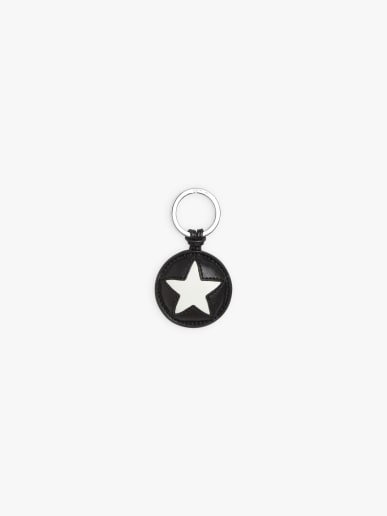porte-cl&eacute; Star en cuir de vachette noir