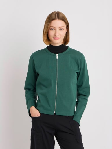 green cotton Zip cardigan
