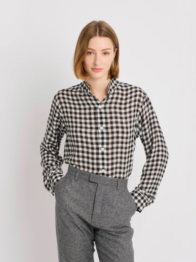 black and white gingham viscose shirt