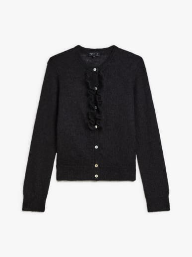black Annette mohair ruffled cardigan