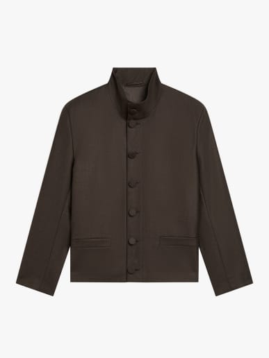 veste Yvan en gabardine de laine marron chin&eacute;