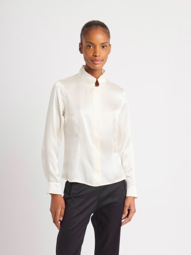 off-white silk shirt