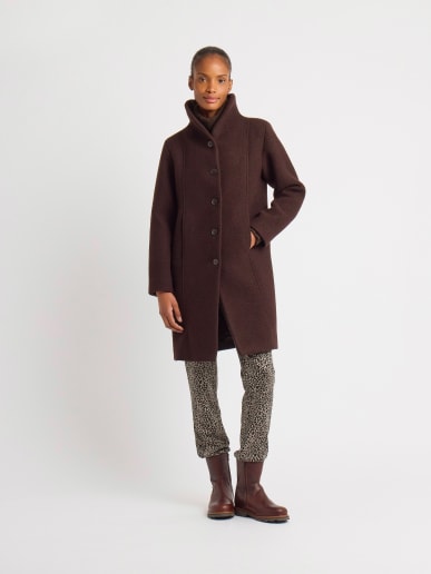 brown wool mid-length coat