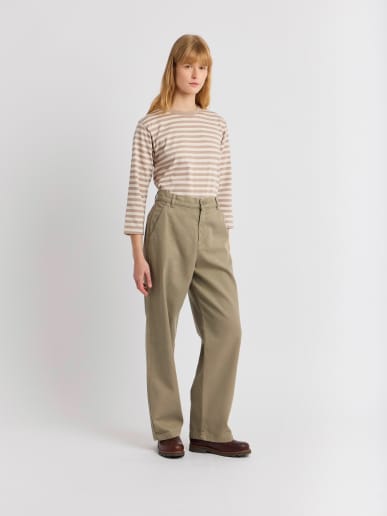 khaki cotton gabardine trousers