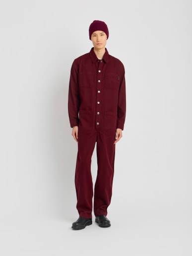 combinaison en gabardine de coton bordeaux