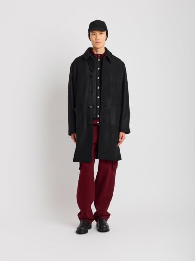 black wool Mandarin coat