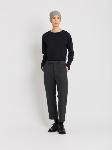 pantalon gris en coton petit chevron 